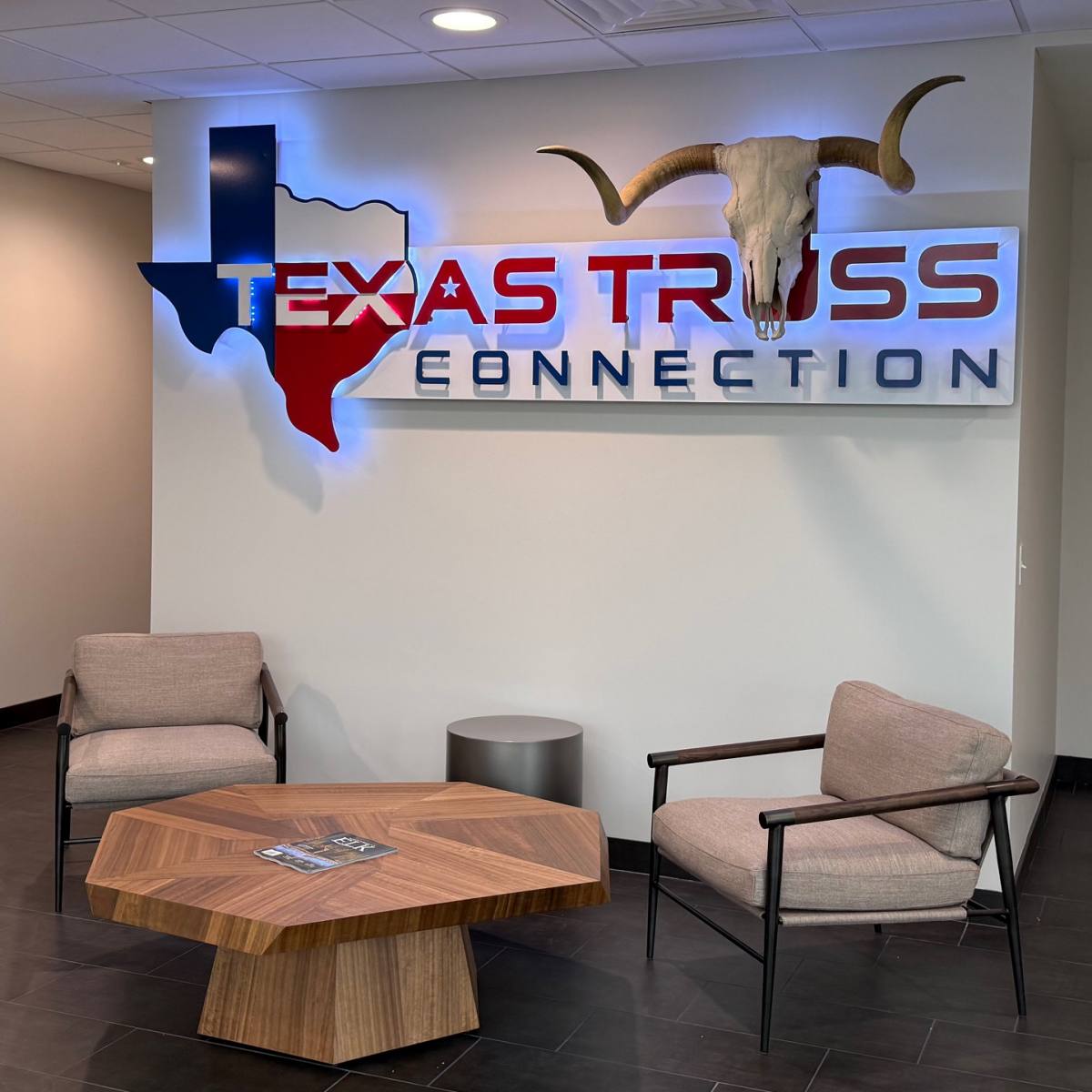 Texas Trust indoor custom metal LED sign