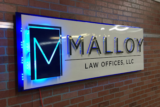 Mallow Law Offices Inc. sign designed for indoor use