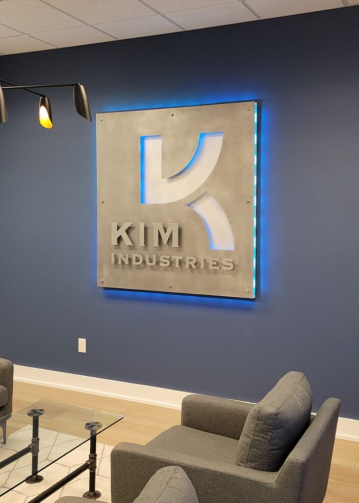 Kim Industries custom metal sign lobby